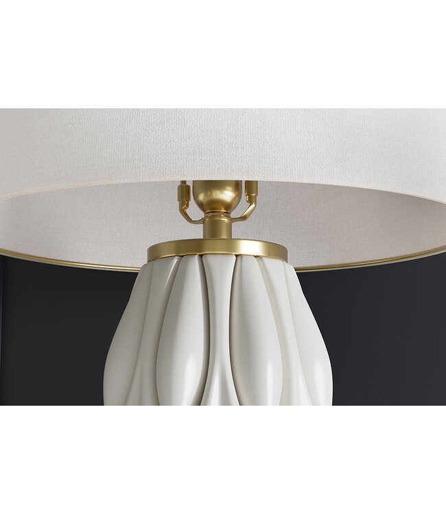 Invicta Interior Tafellamp ELEGANCIA 65 cm witte lampenkap keramiek wit goudkleurig - 46011