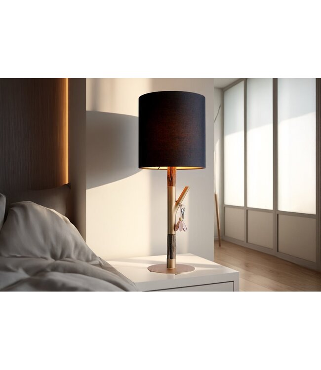 Invicta Interior Tafellamp JEWELRY 75 cm, frame van natuurlijk goud, lampenkap zwart - 45896