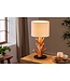 Invicta Interior Tafellamp JEWELRY 60cm natuurlijke mangosteenhouten lampenkap wit bouclé - 46648