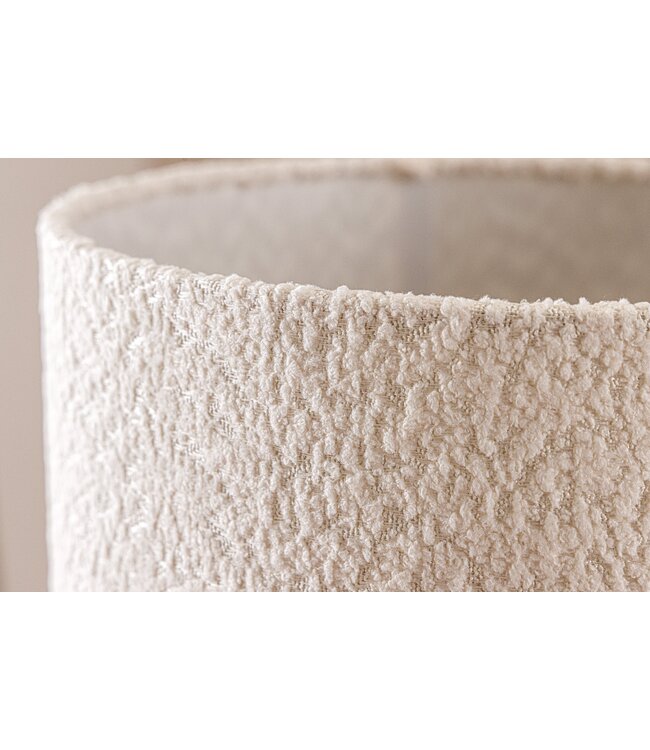 Invicta Interior Tafellamp JEWELRY 60cm natuurlijke mangosteenhouten lampenkap wit bouclé - 46648