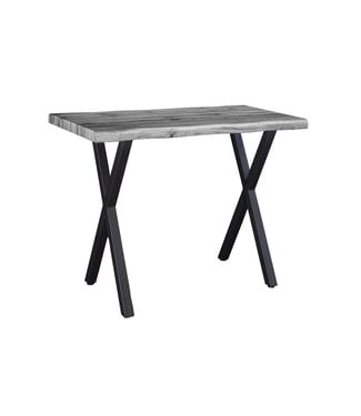 Invicta Interior Bartafel WILD, 120 cm tafelblad, 40 mm X-poten, wilde eikenlook, grijs - 47635