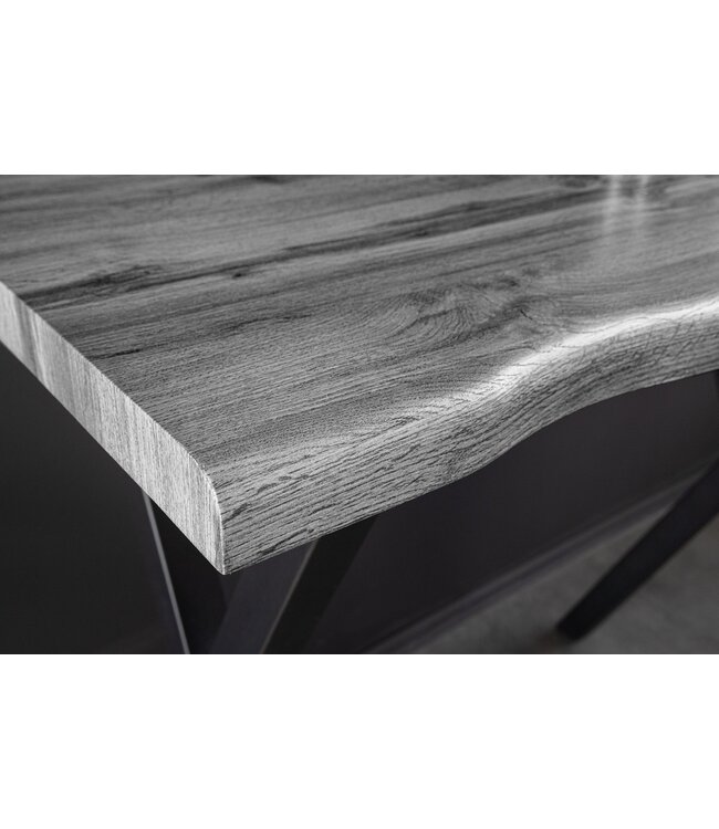 Invicta Interior Bartafel WILD, 120 cm tafelblad, 40 mm X-poten, wilde eikenlook, grijs - 47635