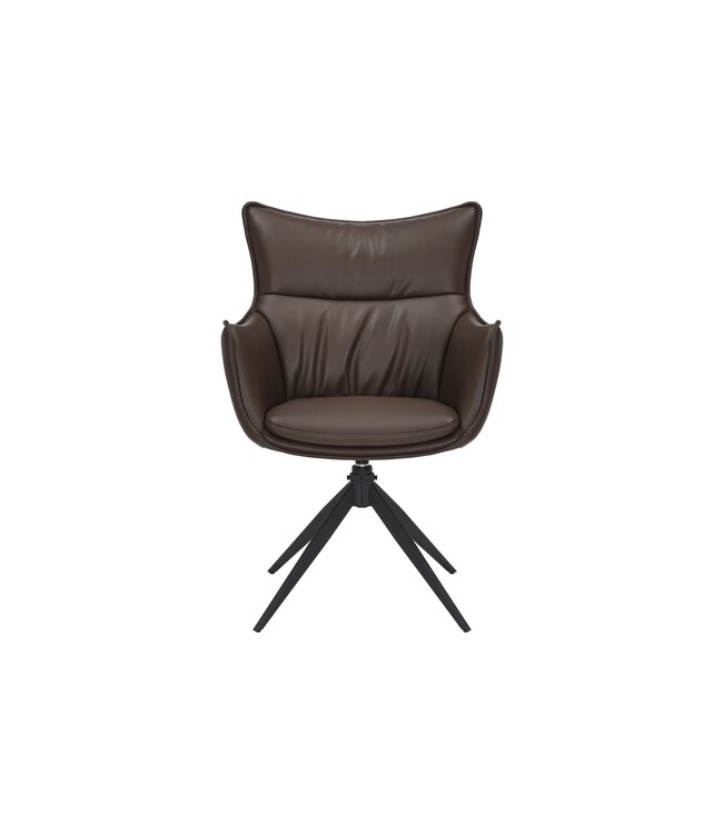 Invicta Interior Draaistoel VOGUE 360° met armleuningen, bruin kunstleer met zwart metalen frame - 47709