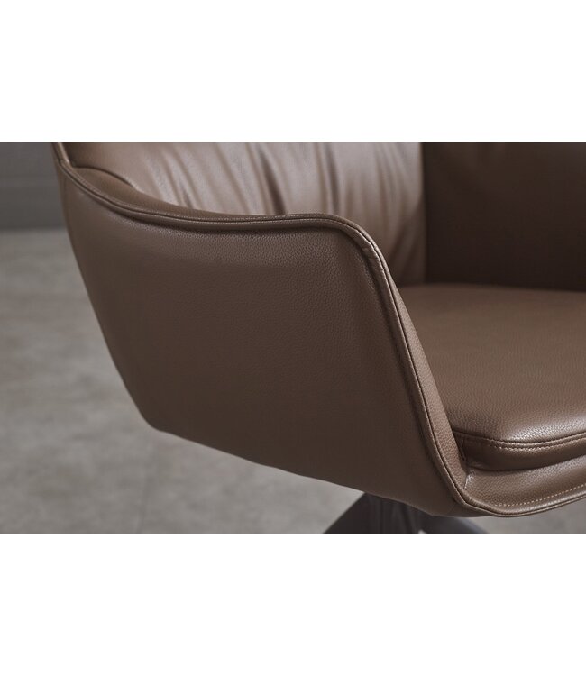 Invicta Interior Draaistoel VOGUE 360° met armleuningen, bruin kunstleer met zwart metalen frame - 47709