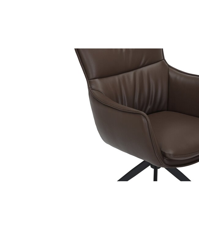 Invicta Interior Draaistoel VOGUE 360° met armleuningen, bruin kunstleer met zwart metalen frame - 47709