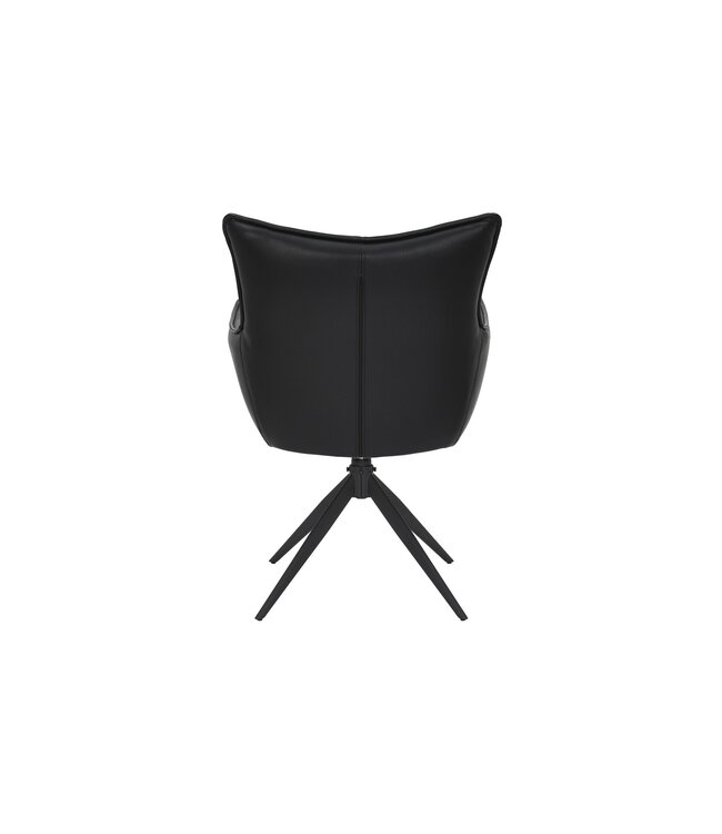 Invicta Interior Draaistoel VOGUE 360° met armleuningen, zwart kunstleer met zwart metalen frame - 47708