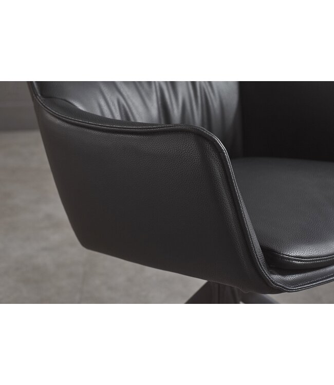 Invicta Interior Draaistoel VOGUE 360° met armleuningen, zwart kunstleer met zwart metalen frame - 47708