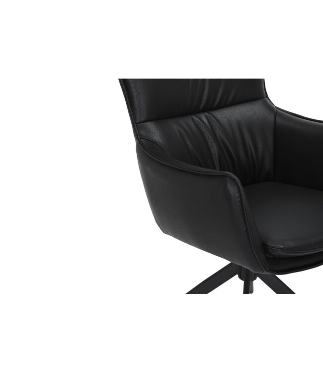 Invicta Interior Draaistoel VOGUE 360° met armleuningen, zwart kunstleer met zwart metalen frame - 47708