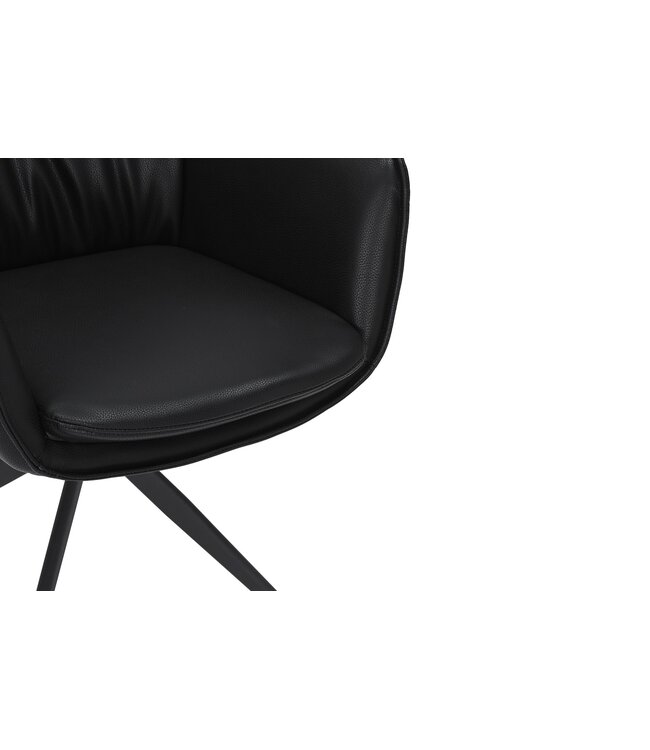 Invicta Interior Draaistoel VOGUE 360° met armleuningen, zwart kunstleer met zwart metalen frame - 47708