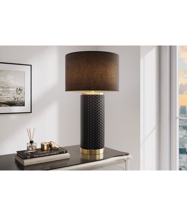 Invicta Interior Tafellamp ELEGANCIA 70 cm zwarte lampenkap keramiek zwart goud - 46010-1-S