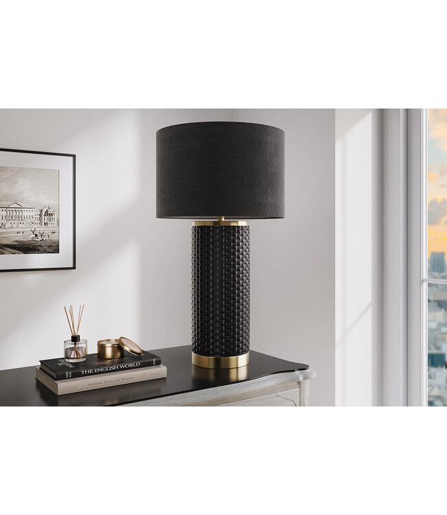 Invicta Interior Tafellamp ELEGANCIA 70 cm zwarte lampenkap keramiek zwart goud - 46010-1-S