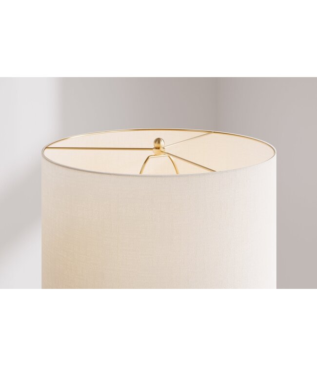 Invicta Interior Tafellamp ELEGANCIA 70 cm, witte lampenkap, keramiek, zwart, goudkleurig - 46010