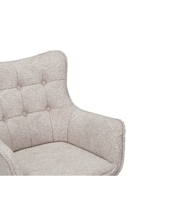 Invicta Interior Draaistoel THOR 360° met armleuningen, lichtbeige stof met structuur en een frame van donker eikenhout. - 47710