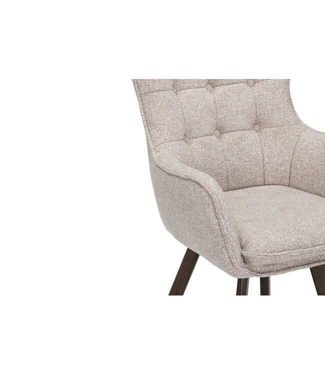 Invicta Interior Draaistoel THOR 360° met armleuningen, lichtbeige stof met structuur en een frame van donker eikenhout. - 47710