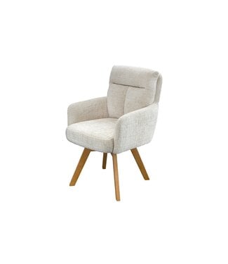 Invicta Interior Draaistoel BIG GEORGE met armleuningen van champagnekleurige chenillestof, draaibaar. - 47518