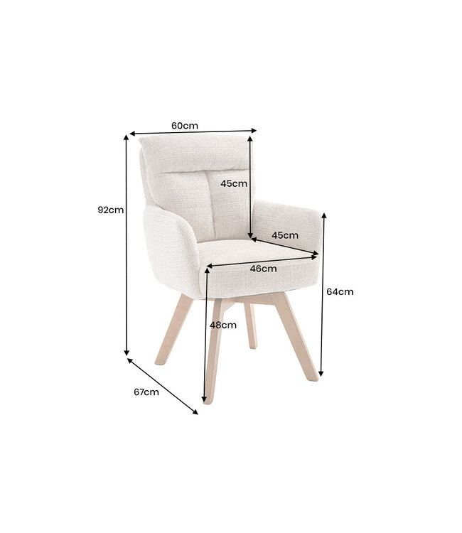 Invicta Interior Draaistoel BIG GEORGE met armleuningen van champagnekleurige chenillestof, draaibaar. - 47518