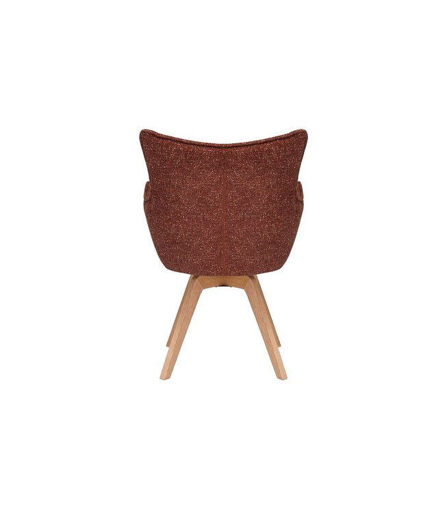 Invicta Interior Draaistoel VOGUE 360° met armleuningen, gestructureerde stof, roestbruin, met eikenhouten frame, naturel. - 47706