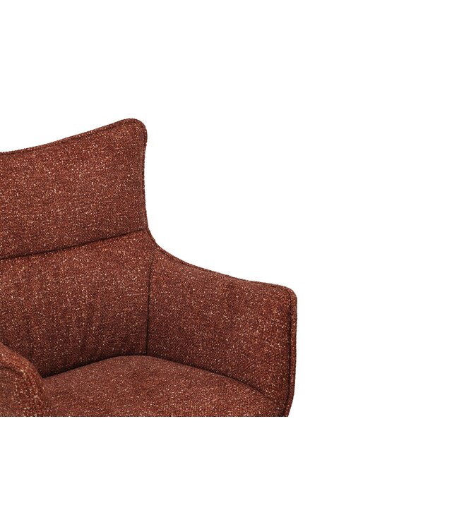 Invicta Interior Draaistoel VOGUE 360° met armleuningen, gestructureerde stof, roestbruin, met eikenhouten frame, naturel. - 47706