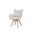 Invicta Interior Draaistoel VOGUE, 360° draaibaar, met beige, gestructureerde stof en een naturel eikenhouten frame. - 47705