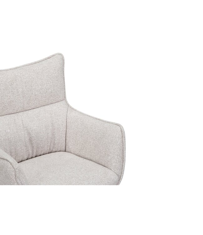 Invicta Interior Draaistoel VOGUE, 360° draaibaar, met beige, gestructureerde stof en een naturel eikenhouten frame. - 47705