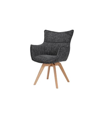 Invicta Interior Draaistoel VOGUE 360° met armleuningen, antracietkleurige stof met structuur en naturel eikenhouten frame - 47707