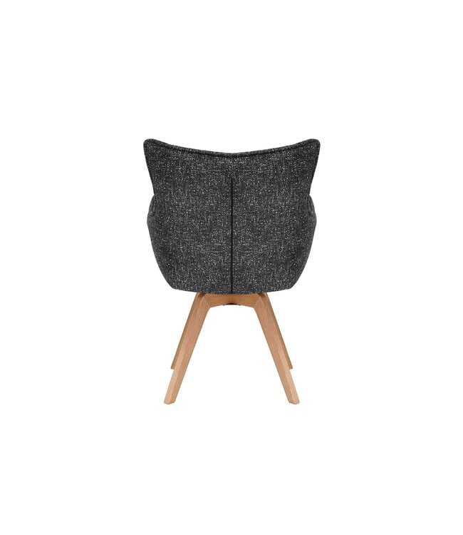 Invicta Interior Draaistoel VOGUE 360° met armleuningen, antracietkleurige stof met structuur en naturel eikenhouten frame - 47707