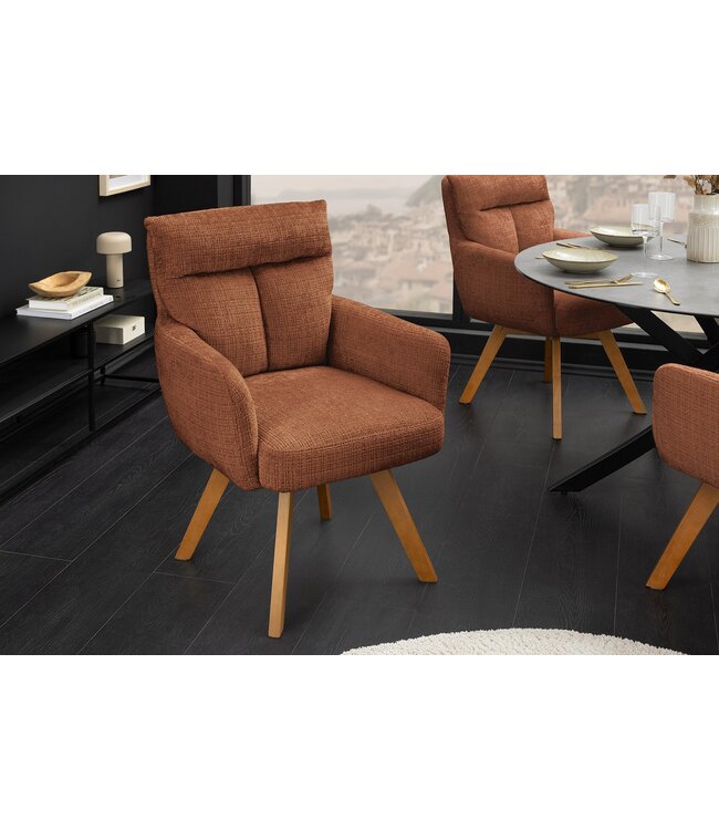 Invicta Interior Draaistoel BIG GEORGE met armleuningen van roestbruine chenillestof, draaibaar - 47520