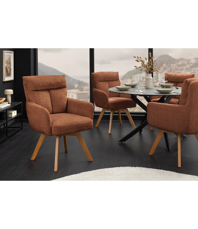 Invicta Interior Draaistoel BIG GEORGE met armleuningen van roestbruine chenillestof, draaibaar - 47520