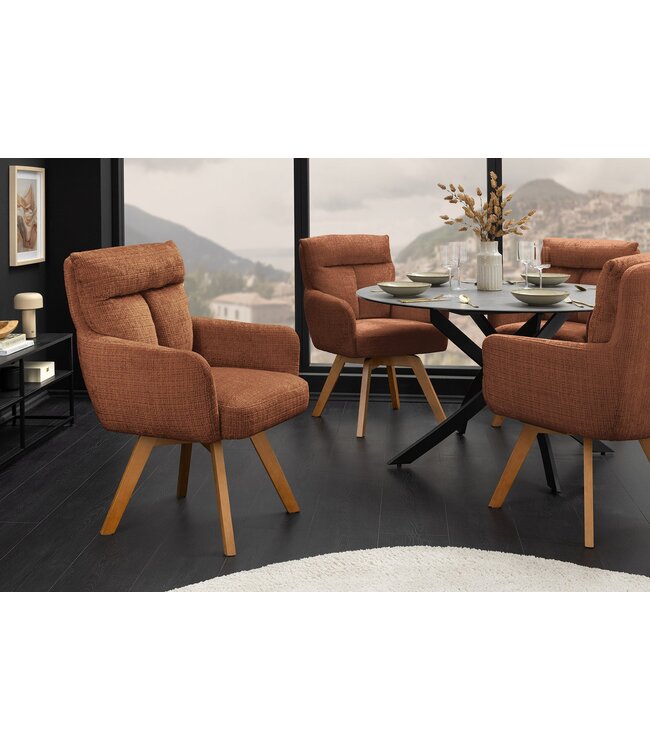 Invicta Interior Draaistoel BIG GEORGE met armleuningen van roestbruine chenillestof, draaibaar - 47520