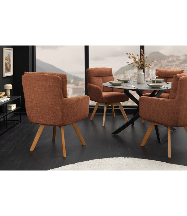 Invicta Interior Draaistoel BIG GEORGE met armleuningen van roestbruine chenillestof, draaibaar - 47520