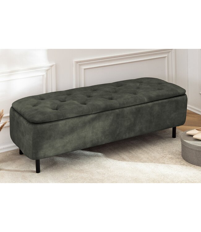 Invicta Interior Bankkast EN VOGUE 120 cm met opbergruimte, donkergroen fluweel - 47655