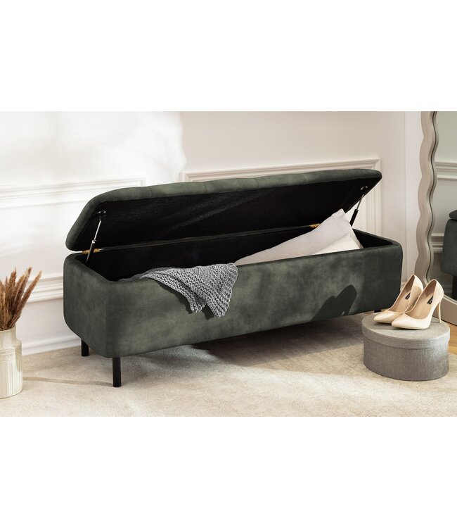 Invicta Interior Bankkast EN VOGUE 120 cm met opbergruimte, donkergroen fluweel - 47655