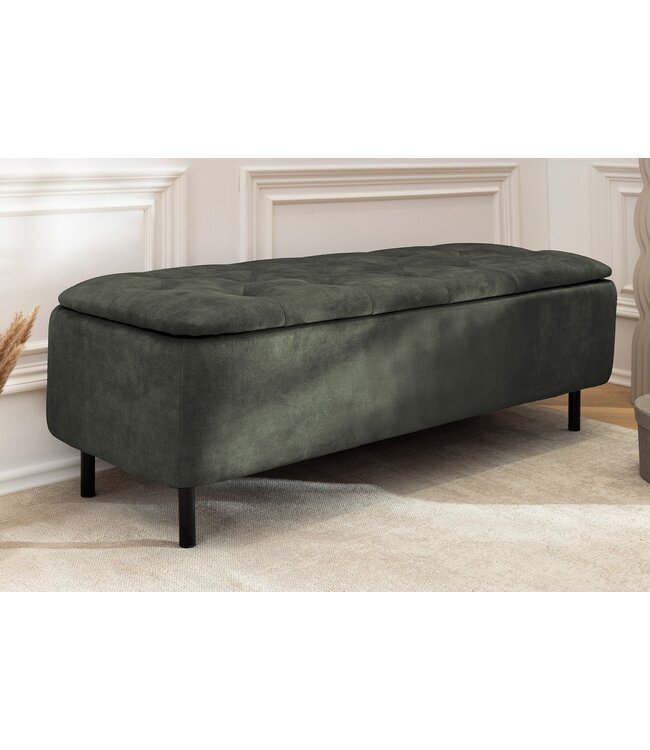 Invicta Interior Bankkast EN VOGUE 120 cm met opbergruimte, donkergroen fluweel - 47655