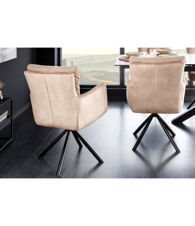 Invicta Interior Draaistoel BIG GEORGE met armleuningen, plat geweven fluwelen stof, champagnebeige, draaibaar. - 43850