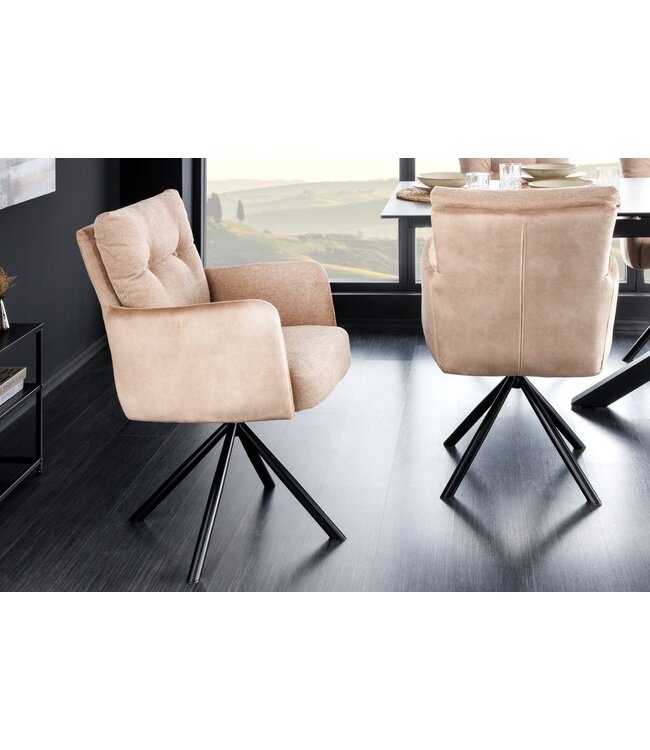 Invicta Interior Draaistoel BIG GEORGE met armleuningen, plat geweven fluwelen stof, champagnebeige, draaibaar. - 43850