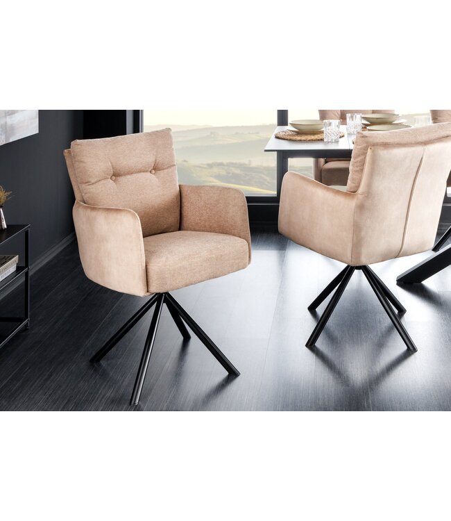 Invicta Interior Draaistoel BIG GEORGE met armleuningen, plat geweven fluwelen stof, champagnebeige, draaibaar. - 43850