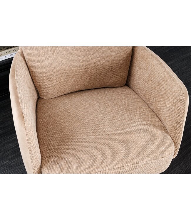 Invicta Interior Draaistoel BIG GEORGE met armleuningen, plat geweven fluwelen stof, champagnebeige, draaibaar. - 43850