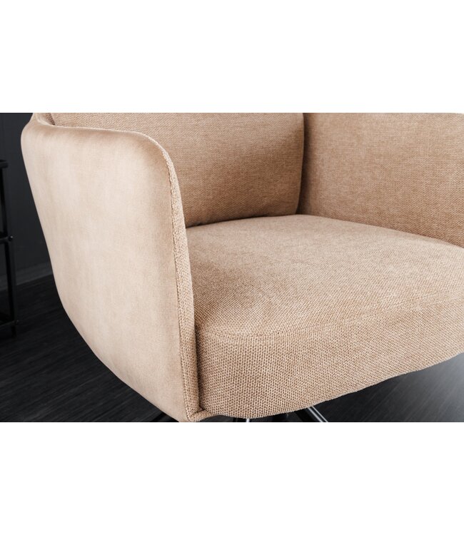 Invicta Interior Draaistoel BIG GEORGE met armleuningen, plat geweven fluwelen stof, champagnebeige, draaibaar. - 43850