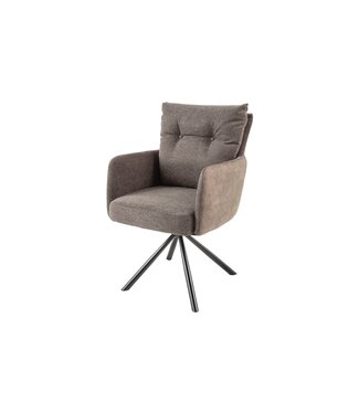 Invicta Interior Draaistoel BIG GEORGE met armleuningen, plat geweven microvezelstof, taupe, draaibaar - 44011