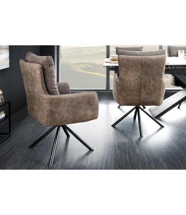 Invicta Interior Draaistoel BIG GEORGE met armleuningen, plat geweven microvezelstof, taupe, draaibaar - 44011