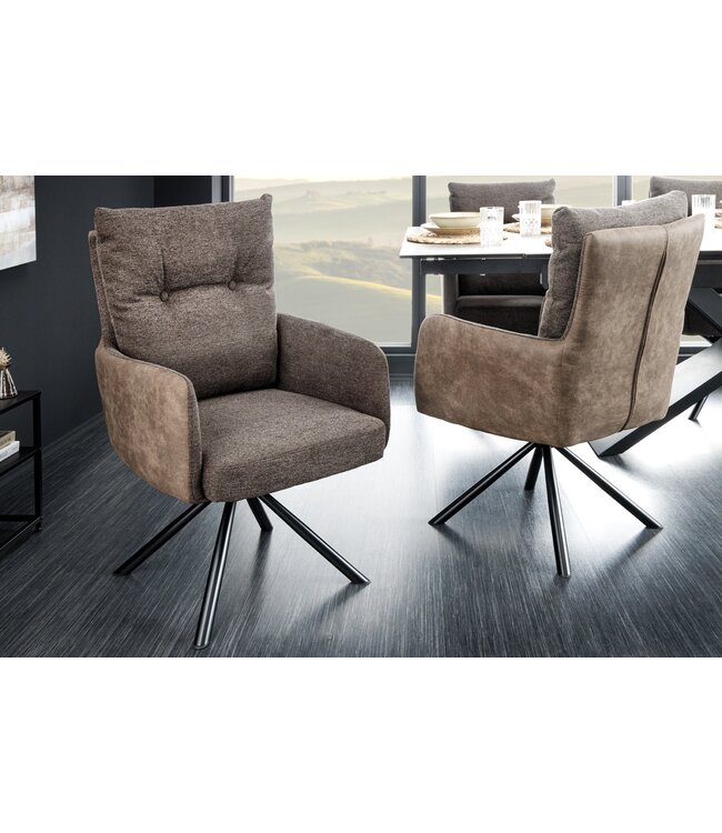 Invicta Interior Draaistoel BIG GEORGE met armleuningen, plat geweven microvezelstof, taupe, draaibaar - 44011