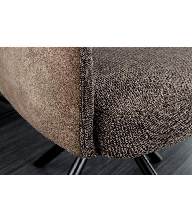 Invicta Interior Draaistoel BIG GEORGE met armleuningen, plat geweven microvezelstof, taupe, draaibaar - 44011