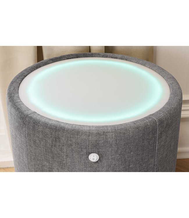 Invicta Interior Rond nachtkastje SIGNUM met LED-verlichting, 55 cm, fluweelgrijs. - 46410