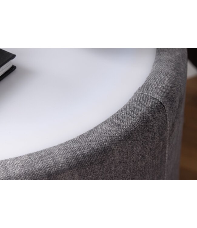 Invicta Interior Rond nachtkastje SIGNUM met LED-verlichting, 55 cm, fluweelgrijs. - 46410