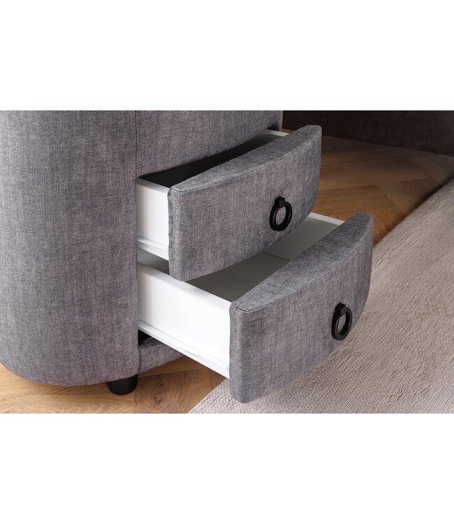 Invicta Interior Rond nachtkastje SIGNUM met LED-verlichting, 55 cm, fluweelgrijs. - 46410