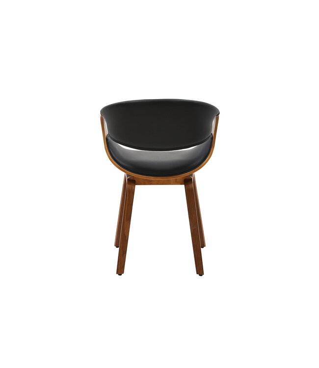 Invicta Interior Stoel ORGANIC met armleuningen, zwart kunstleer en frame in walnoothoutlook, retrostijl - 46666