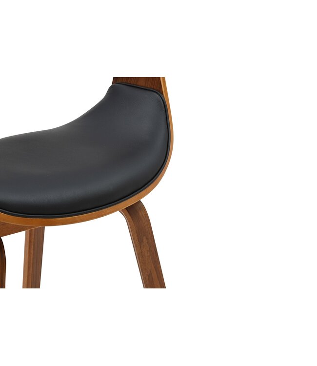 Invicta Interior Stoel ORGANIC met armleuningen, zwart kunstleer en frame in walnoothoutlook, retrostijl - 46666