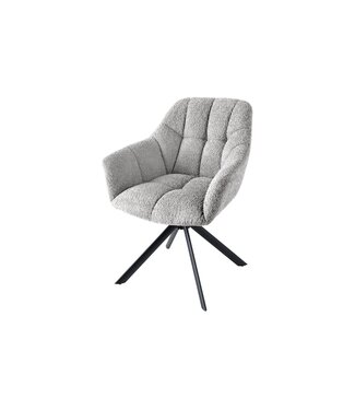 Invicta Interior Bureaustoel PAPILLON 180° draaibaar met armleuningen bouclé grijs - 44593