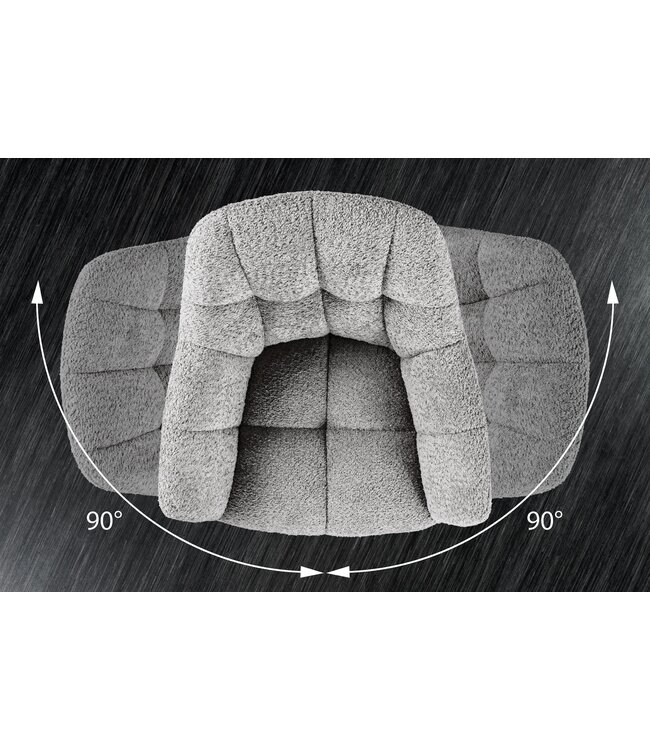 Invicta Interior Bureaustoel PAPILLON 180° draaibaar met armleuningen bouclé grijs - 44593