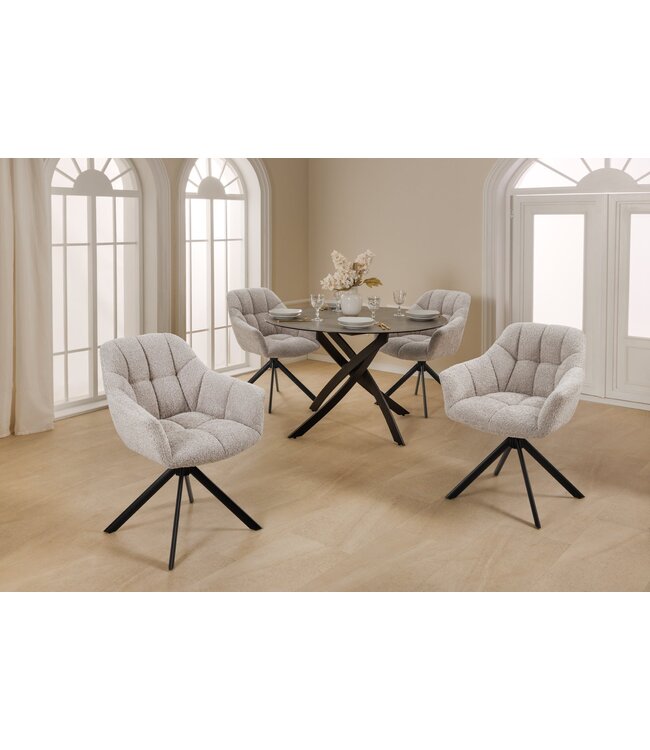 Invicta Interior Draaistoel PAPILLON 180° draaibaar met armleuningen bouclé beige - 44592